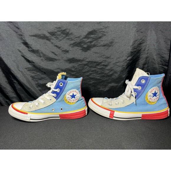 Converse Chuck Taylor All Star High Double Logo Blue Men 5 Women 7 Shoes - Picture 3 of 10